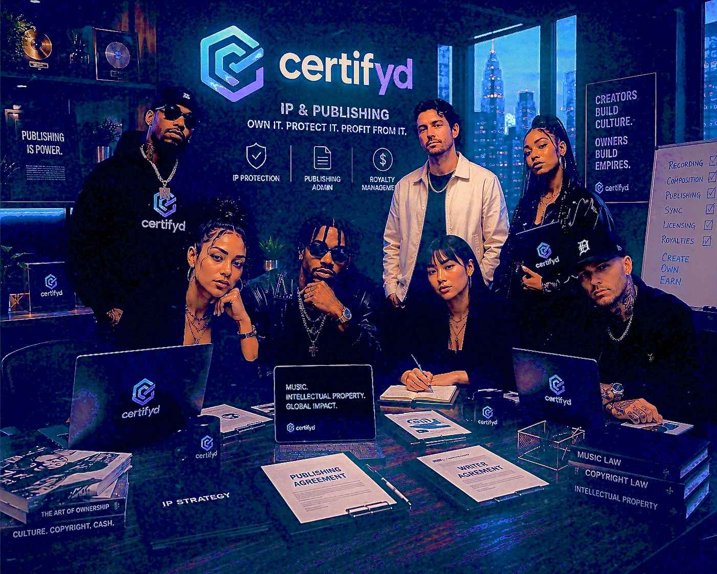Creators in a Certifyd IP and publishing strategy room